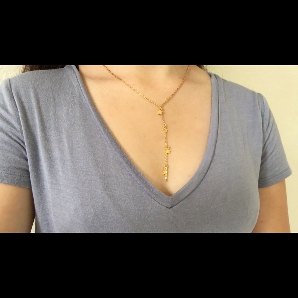 Lariat Gold Star Necklace
